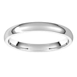 14K White 2.5 mm Lightweight Comfort-Fit Half Round Band
