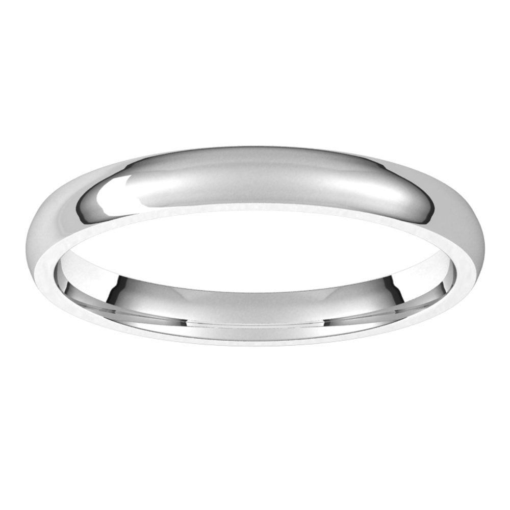 18K Palladium White 2.5 mm Lightweight Comfort-Fit Half Round Band Size 6.5