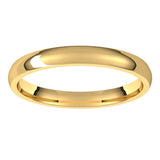 14K Yellow 2.5 mm Lightweight Comfort-Fit Half Round Band Size 10