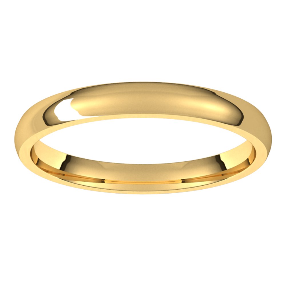 18K Yellow 2.5 mm Half Round Comfort Fit Light Band