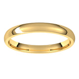 14K Yellow 2.5 mm Half Round Comfort Fit Light Band