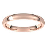 14K Rose 2.5 mm Half Round Comfort Fit Light Band Size 9