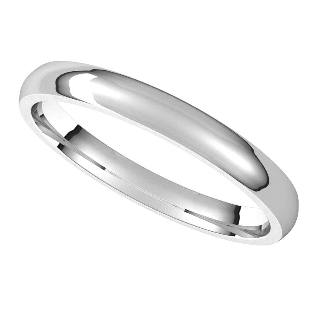 18K White 2.5 mm Half Round Comfort Fit Light Band