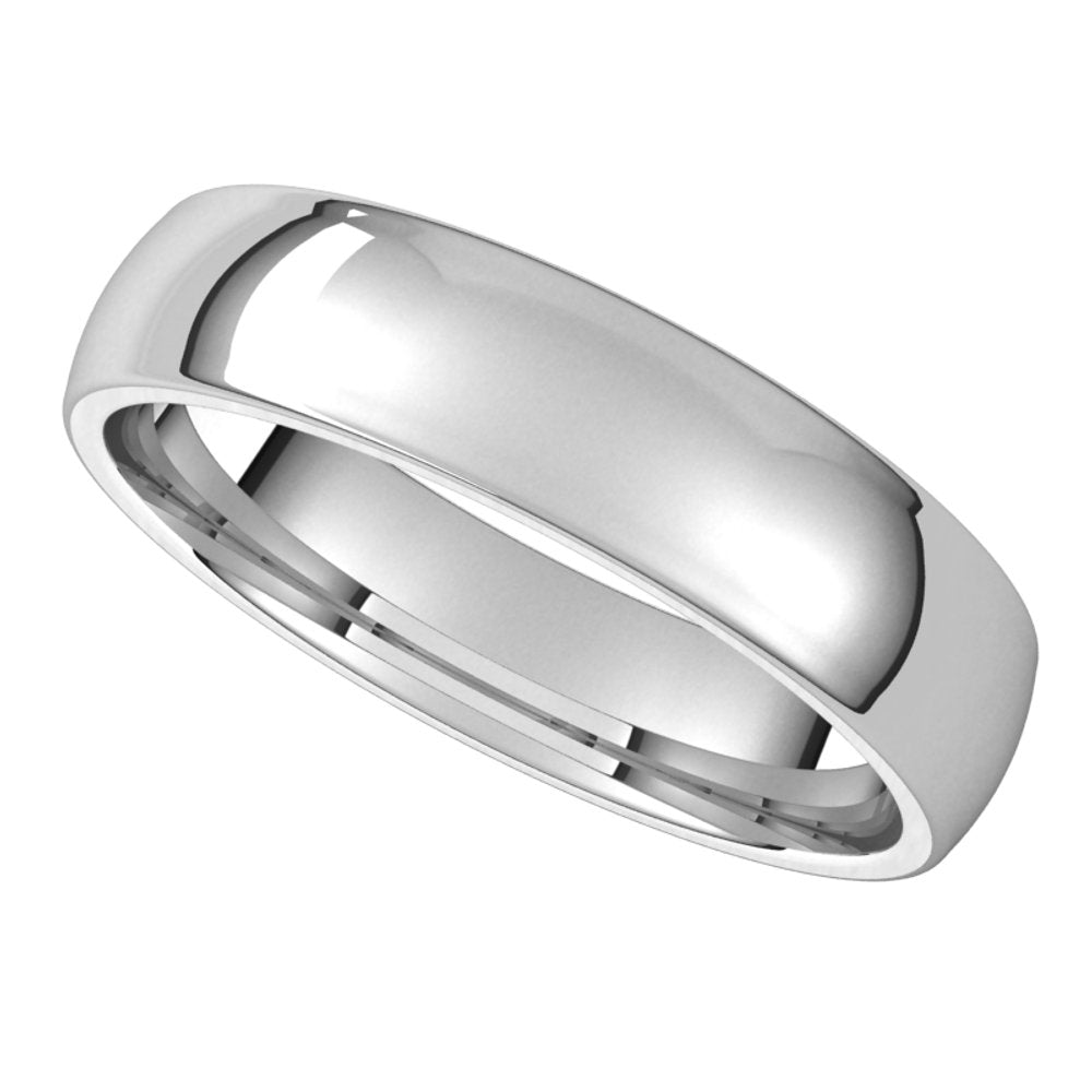 14K White 4.5 mm Lightweight Comfort-Fit Half Round Band Size 10