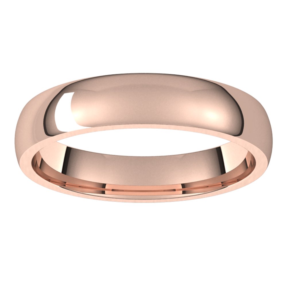 14K Rose 4 mm Half Round Comfort Fit Light Band