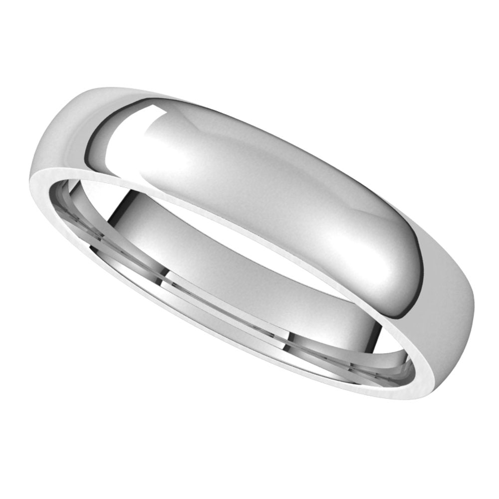 10K White 4 mm Half Round Comfort Fit Light Band