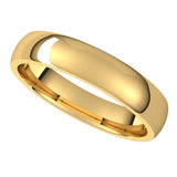 18K Yellow 4 mm Half Round Comfort Fit Light Band