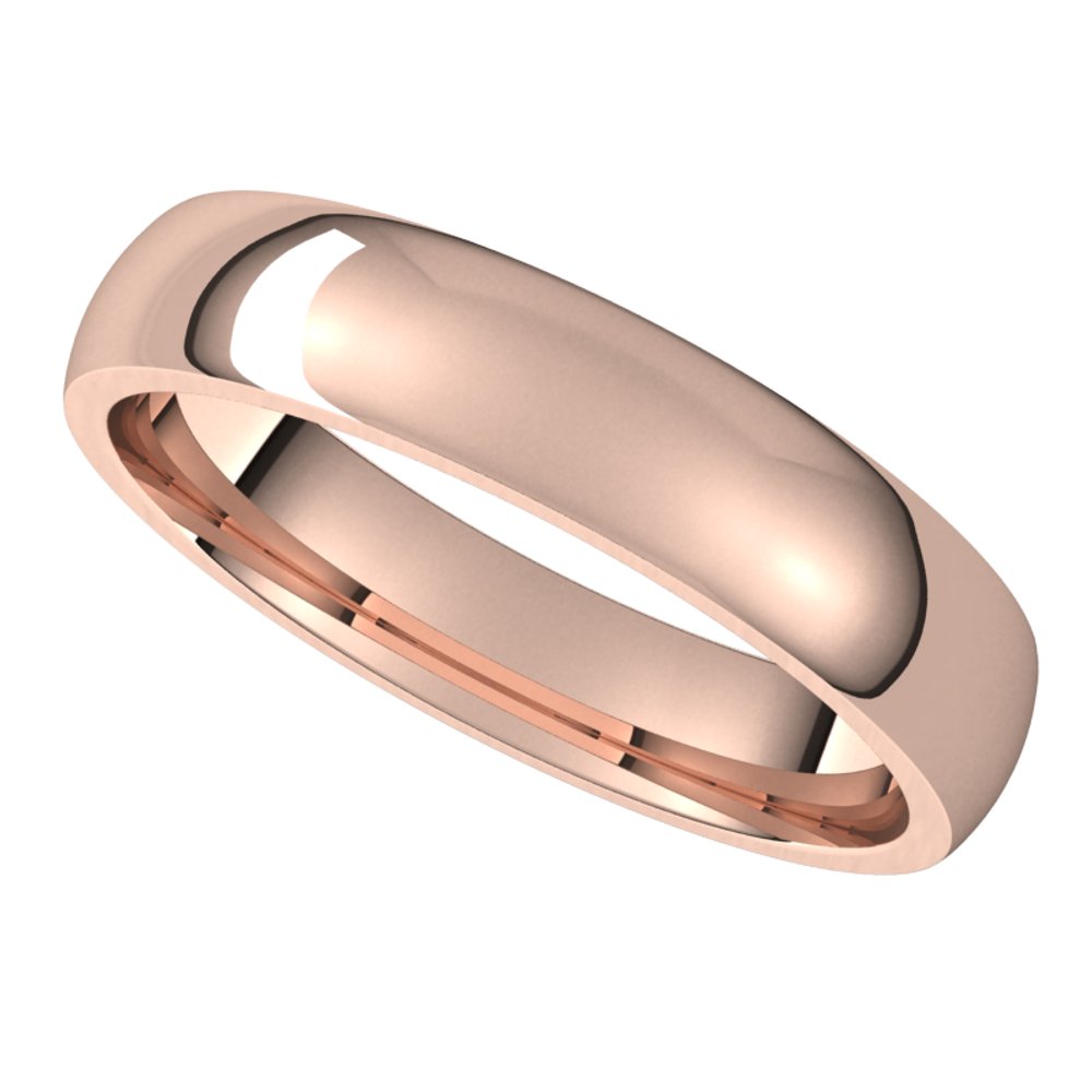 14K Rose 4 mm Half Round Comfort Fit Light Band