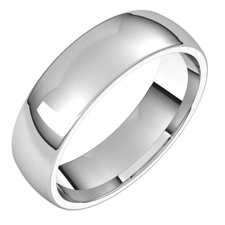 14K White 5.5 mm Lightweight Comfort-Fit Half Round Band Size 10