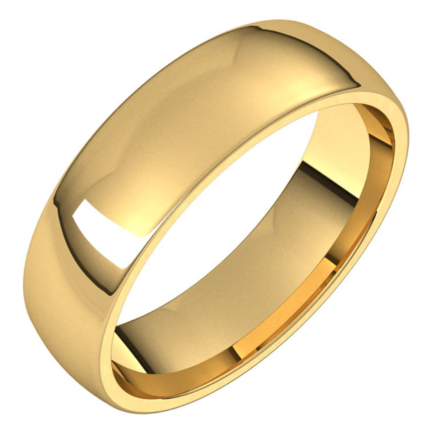 18K Yellow 5.5 mm Lightweight Comfort-Fit Half Round Band Size 9