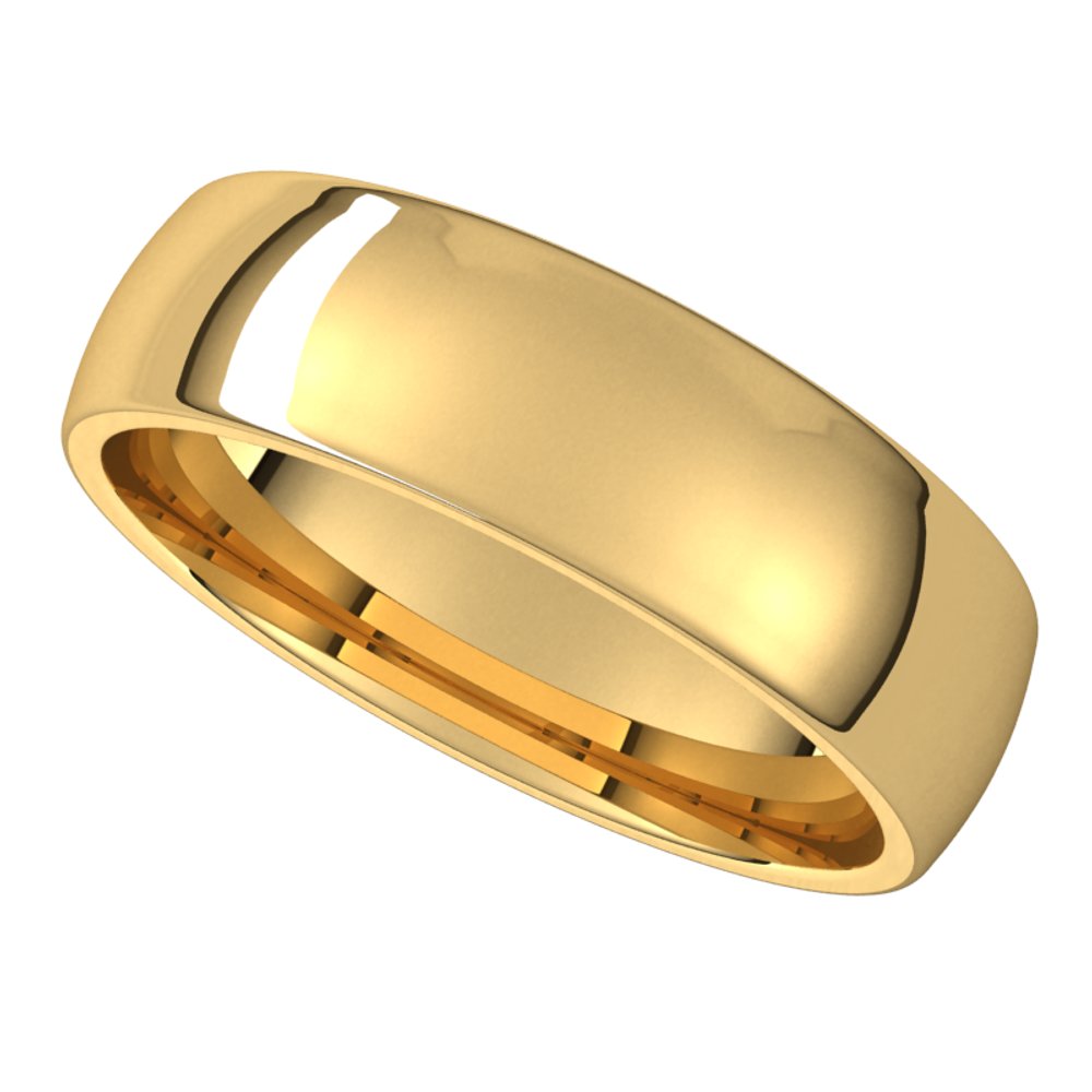 14K Yellow 5.5 mm Lightweight Comfort-Fit Half Round Band Size 10