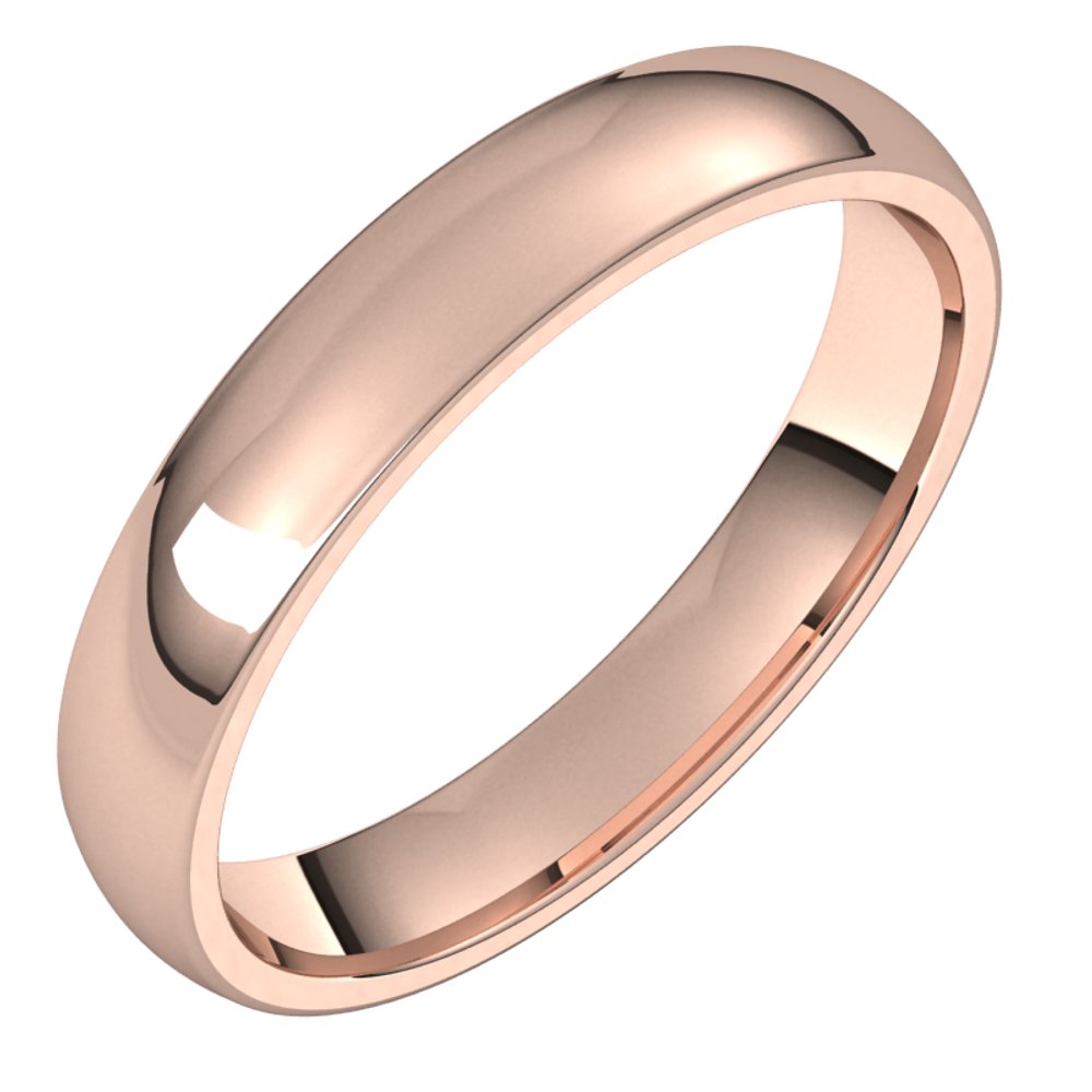 14K Rose 3.5 mm Lightweight Comfort-Fit Half Round Band Size 9