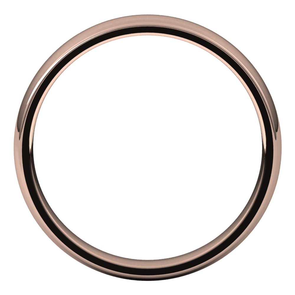 14K Rose 3.5 mm Lightweight Comfort-Fit Half Round Band Size 9