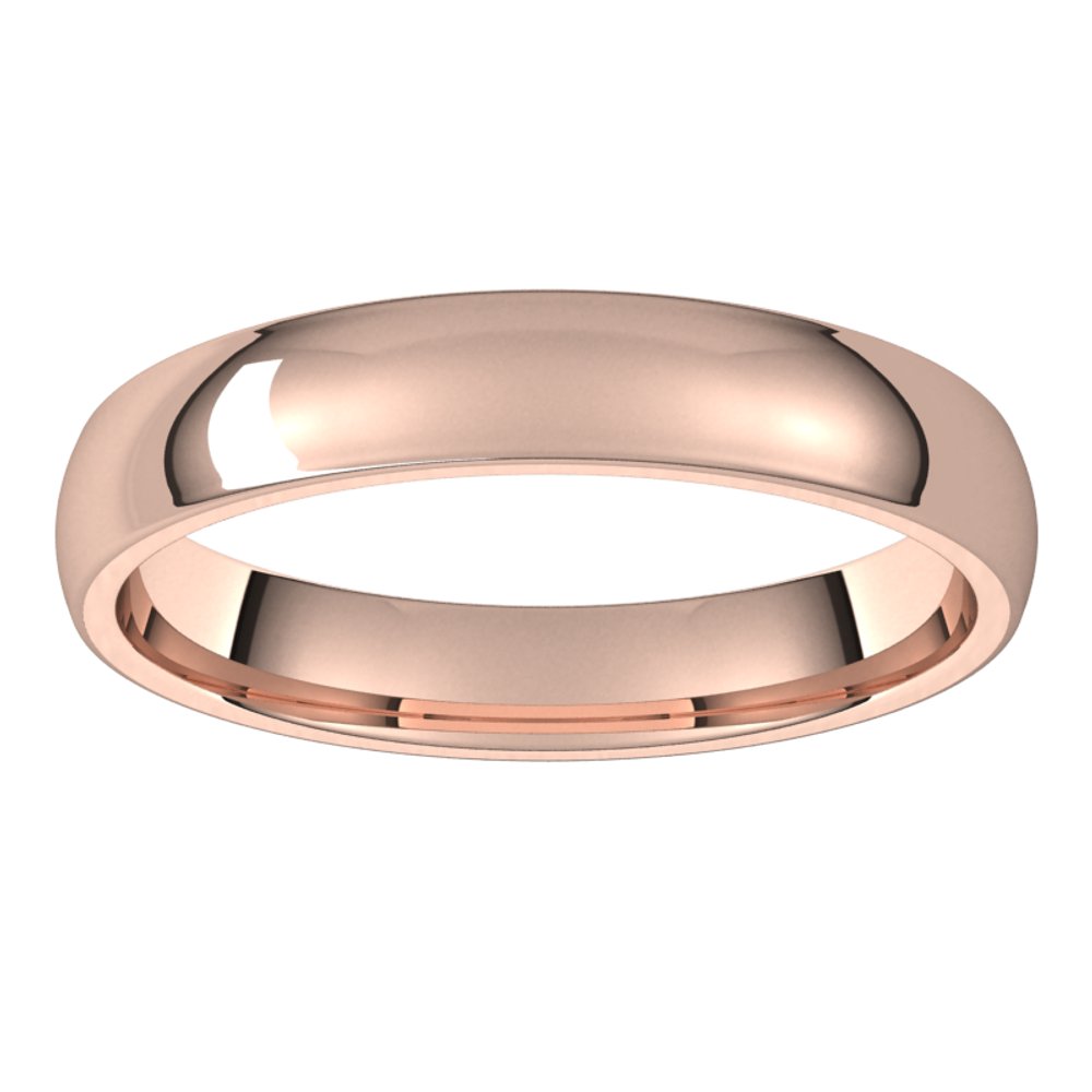 14K Rose 3.5 mm Lightweight Comfort-Fit Half Round Band Size 9