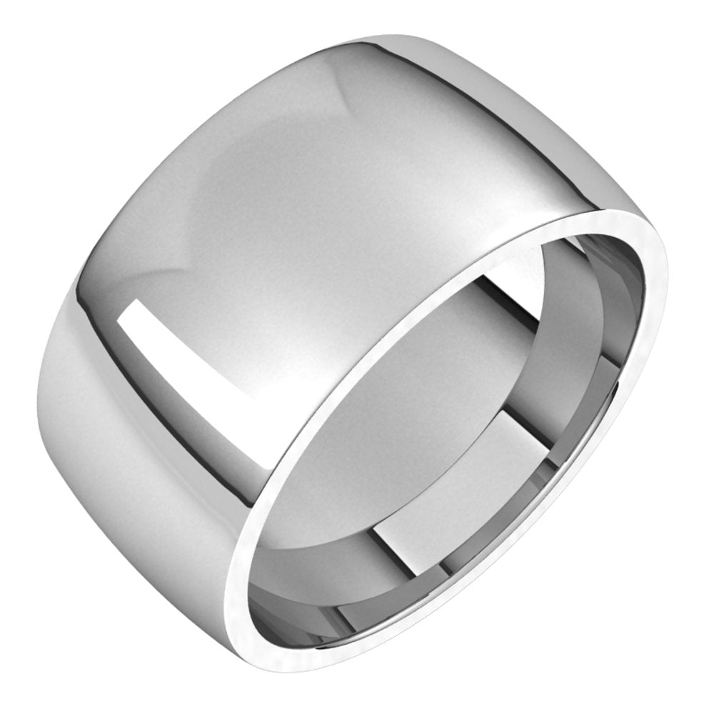 14K White 10 mm Half Round Comfort Fit Light Band Size 11