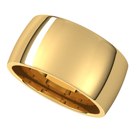 14K Yellow 10 mm Lightweight Comfort-Fit Half Round Band Size 10