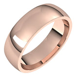 14K Rose 6 mm Half Round Comfort Fit Light Band Size 6.5