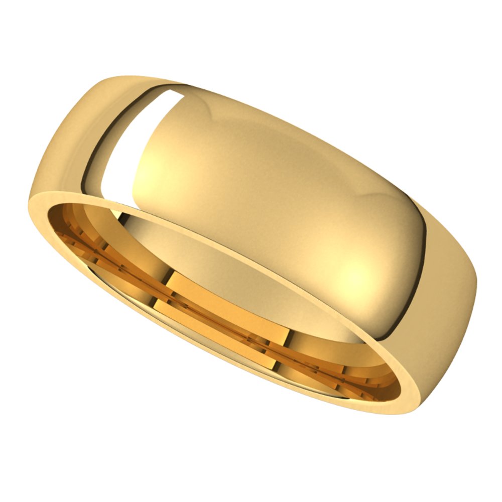 18K Yellow 6 mm Half Round Comfort Fit Light Band