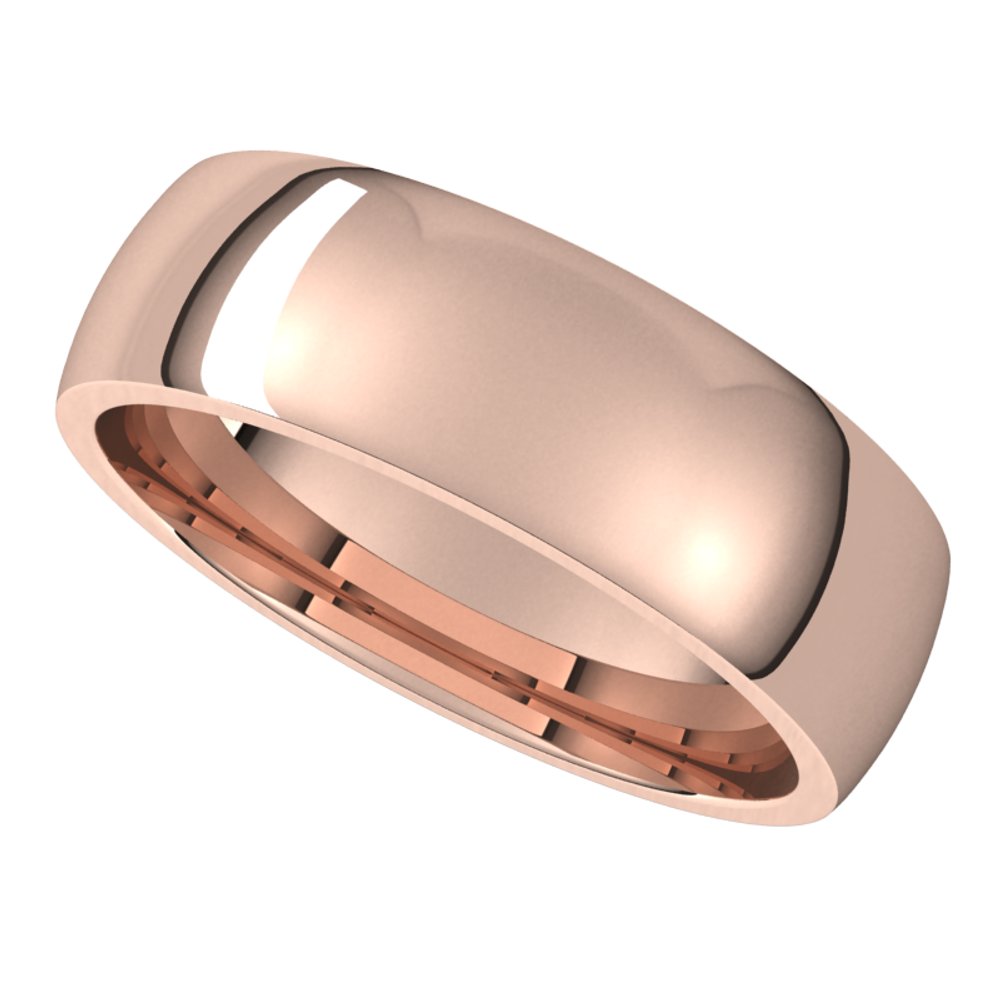 14K Rose 6 mm Half Round Comfort Fit Light Band