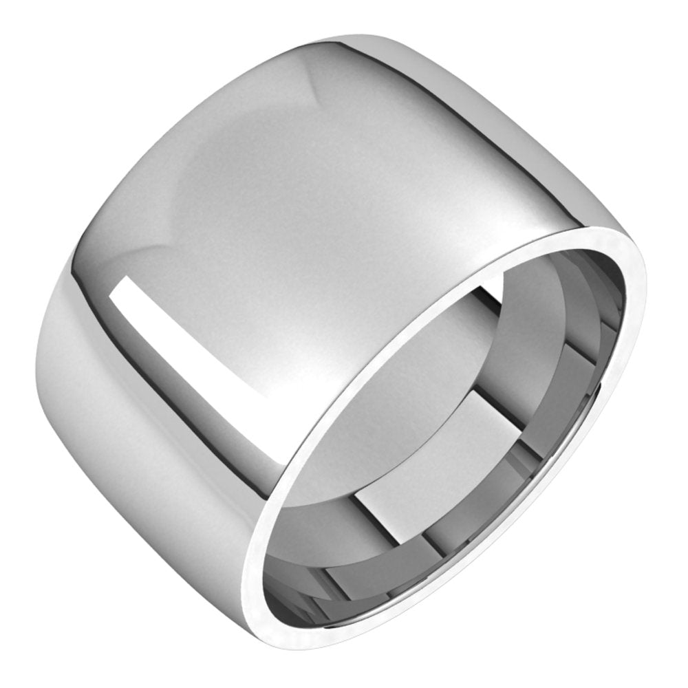 14K White 12 mm Lightweight Comfort-Fit Half Round Band Size 10