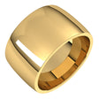 14K Yellow 12 mm Lightweight Comfort-Fit Half Round Band Size 7.5