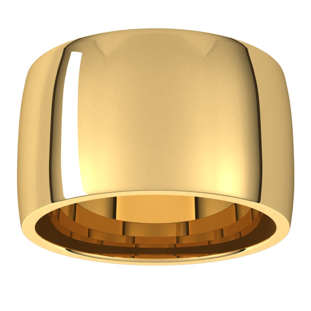 14K Yellow 12 mm Lightweight Comfort-Fit Half Round Band