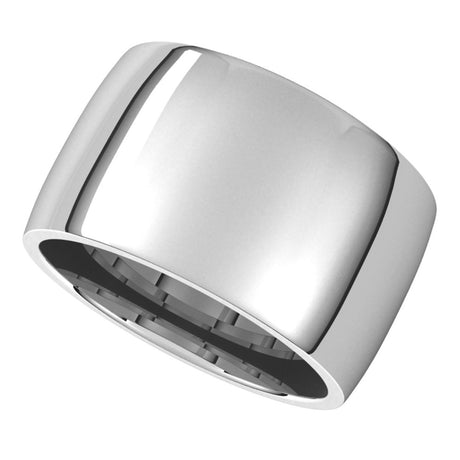 14K White 12 mm Lightweight Comfort-Fit Half Round Band Size 10
