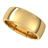 18K Yellow 7 mm Half Round Comfort Fit Light Band