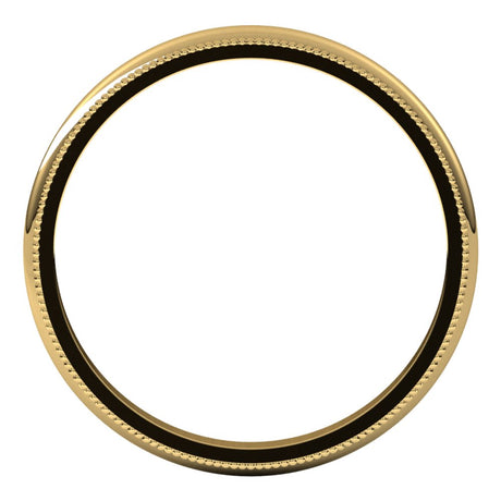 14K Yellow Gold 2 mm Milgrain Half Round Band Size 4.5 