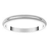 14K White Gold 2 mm Milgrain Half Round Band Size 7 