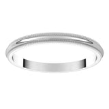 14K White 2 mm Milgrain Half Round Band