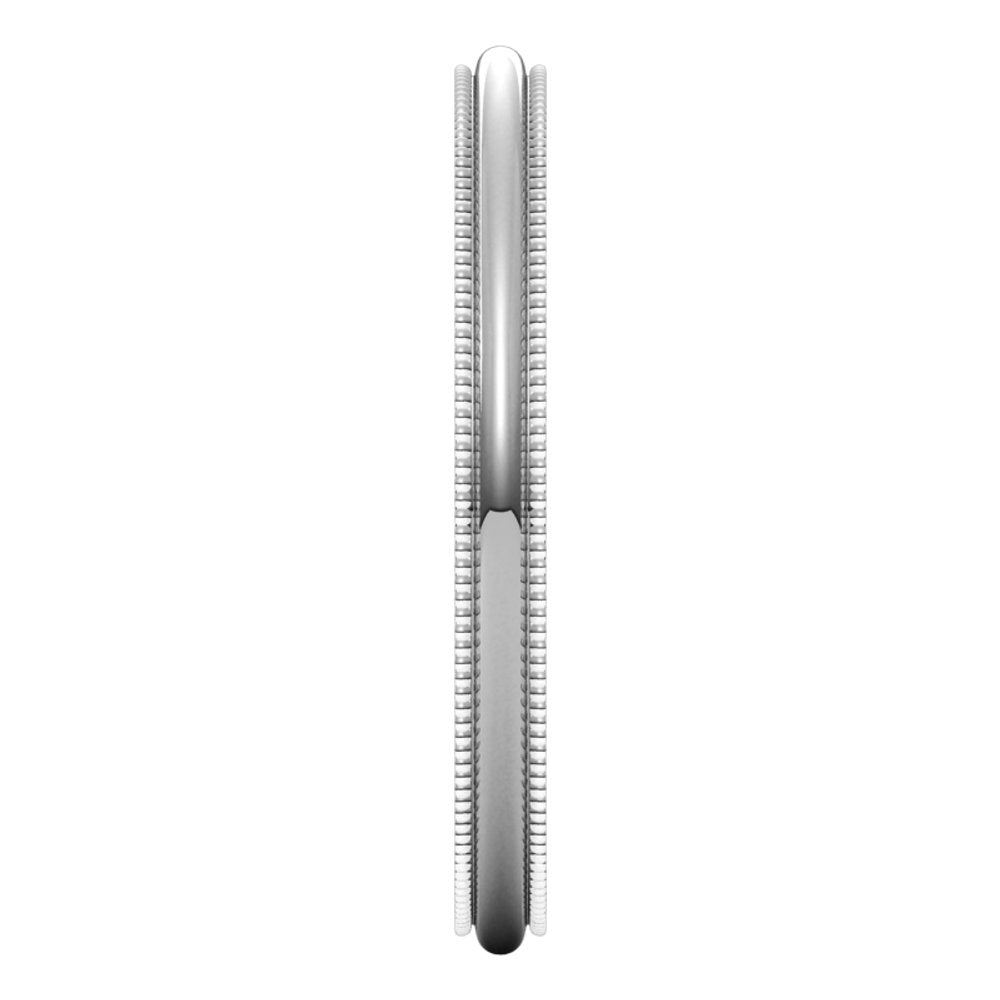 14K White Gold 2 mm Milgrain Half Round Band Size 7 