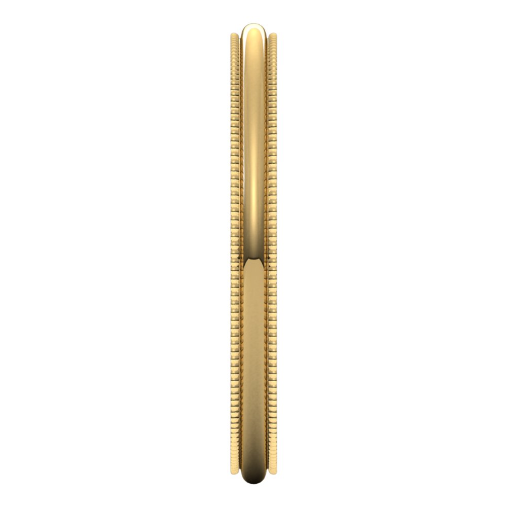 14K Yellow Gold 2 mm Milgrain Half Round Band Size 4.5 