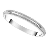 14K White 2 mm Milgrain Half Round Band