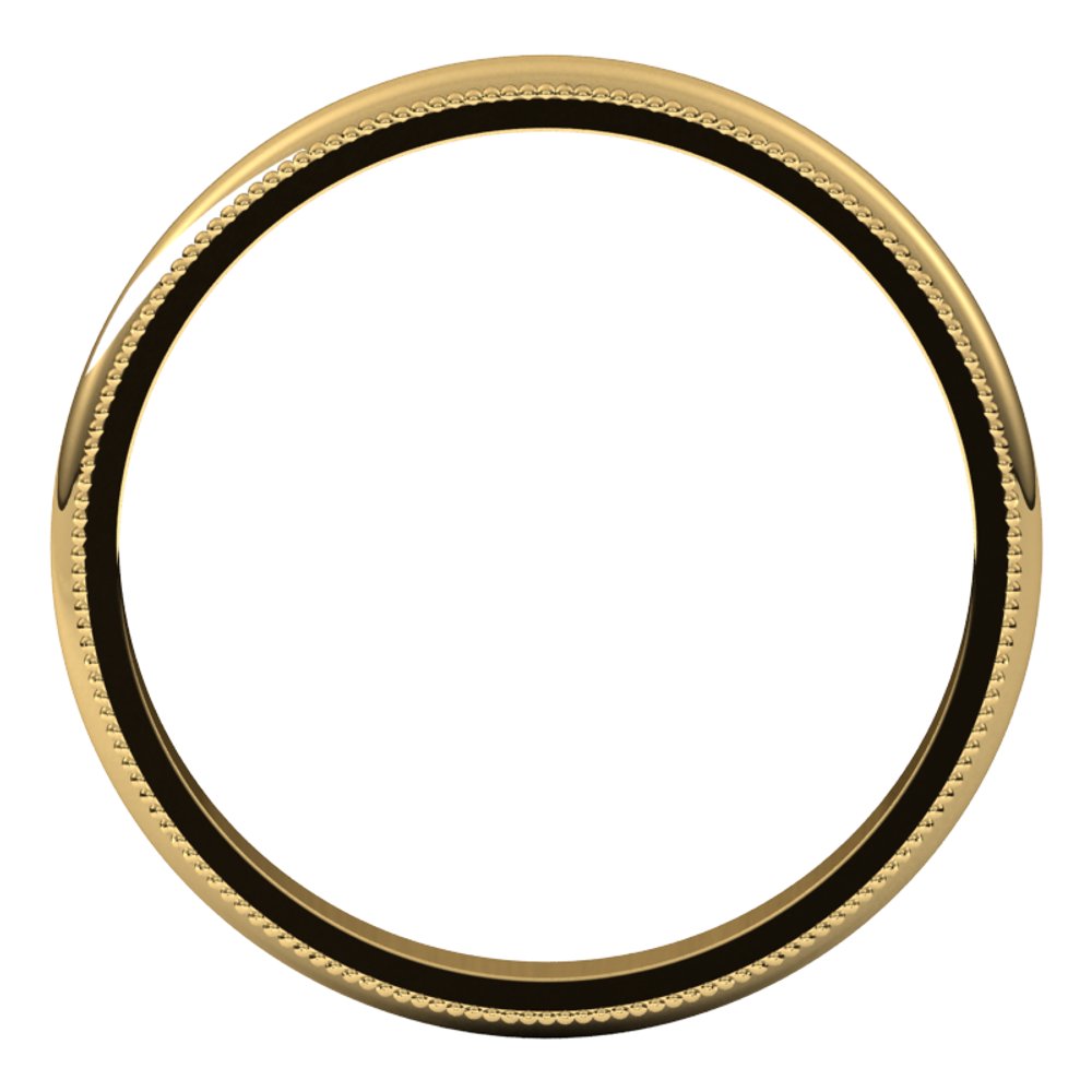 14K Yellow Gold 2.5 mm Milgrain Half Round Band Size 5.5 