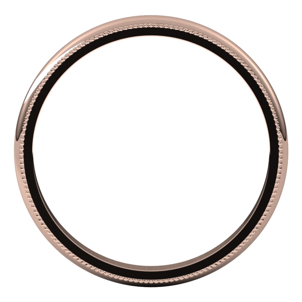 14K Rose 2.5 mm Milgrain Half Round Band Size 4