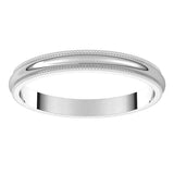 Continuum Sterling Silver 2.5 mm Milgrain Half Round Band Size 8.5 