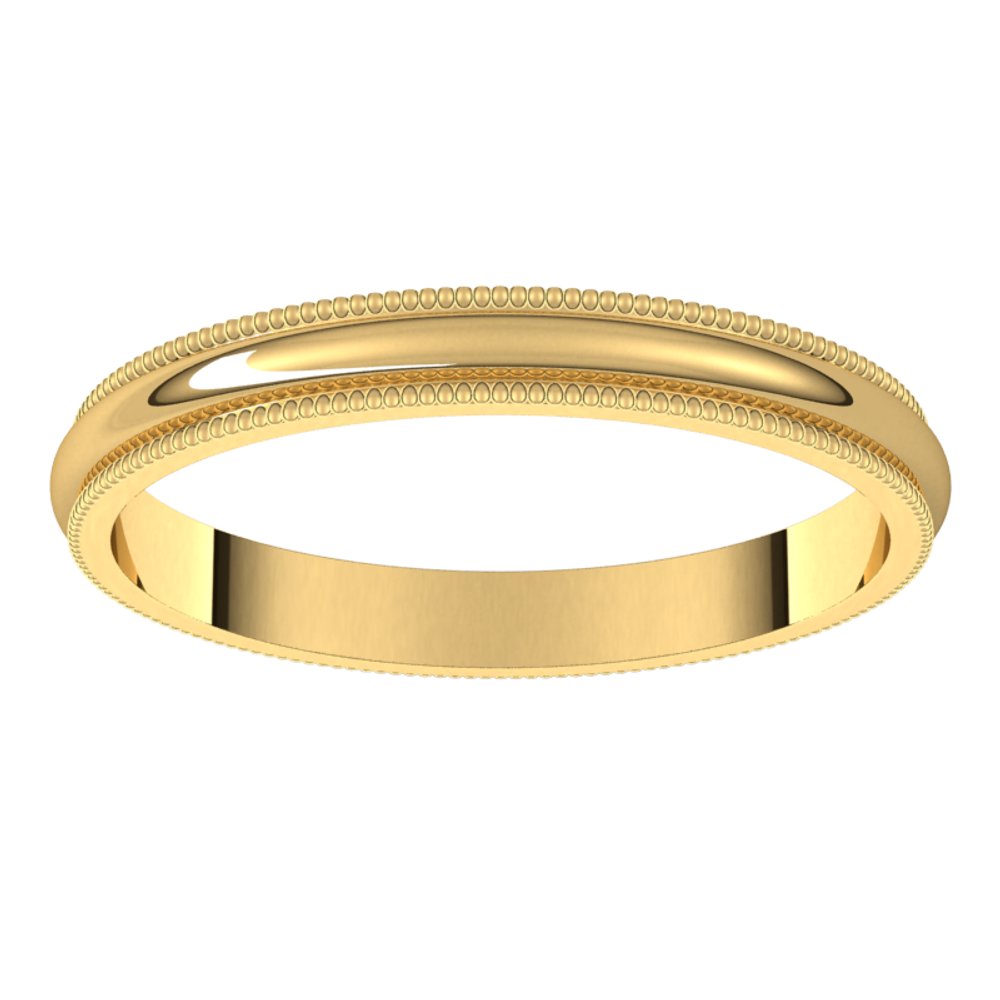 14K Yellow Gold 2.5 mm Milgrain Half Round Band Size 5.5 