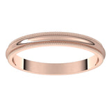 14K Rose Gold 2.5 mm Milgrain Half Round Band Size 8