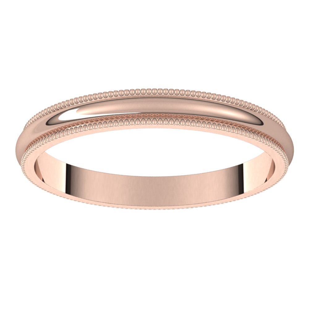 14K Rose 2.5 mm Milgrain Half Round Band Size 4