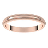 14K Rose 2.5 mm Milgrain Half Round Band Size 4