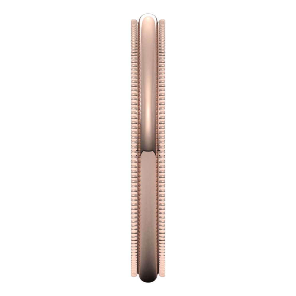 14K Rose Gold 2.5 mm Milgrain Half Round Band Size 8