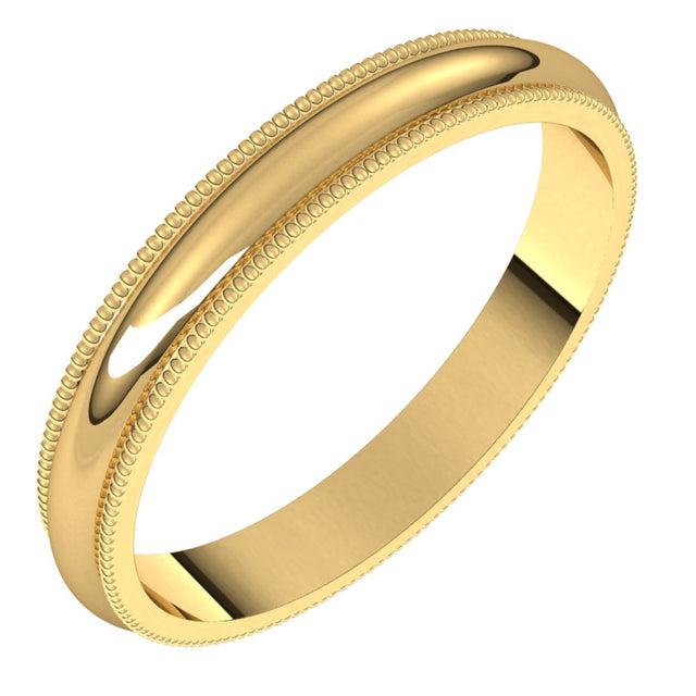 14K Yellow 3 mm Milgrain Half Round Band Size 4.5 