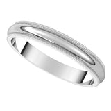 Platinum 3 mm Milgrain Half Round Band Size 7.5