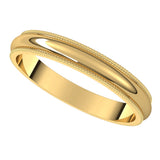 14K Yellow 3 mm Milgrain Half Round Band