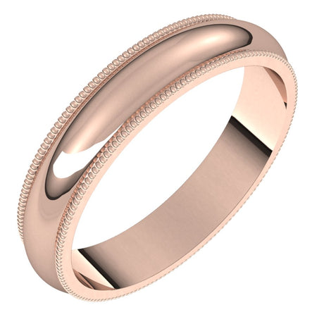 10K Rose 4 mm Milgrain Half Round Band Size 9.5