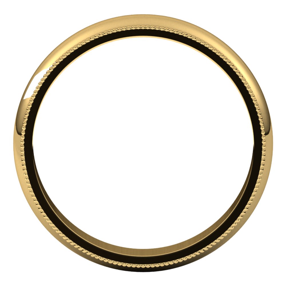 14K Yellow 4 mm Milgrain Half Round Band