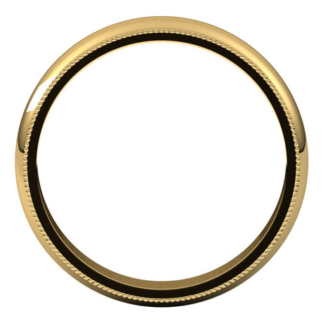 14K Yellow 4 mm Milgrain Half Round Band