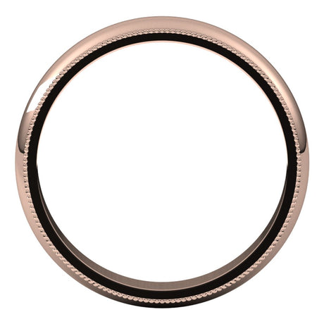 10K Rose 4 mm Milgrain Half Round Band Size 9.5