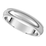 Continuum Sterling Silver 4 mm Milgrain Half Round Band